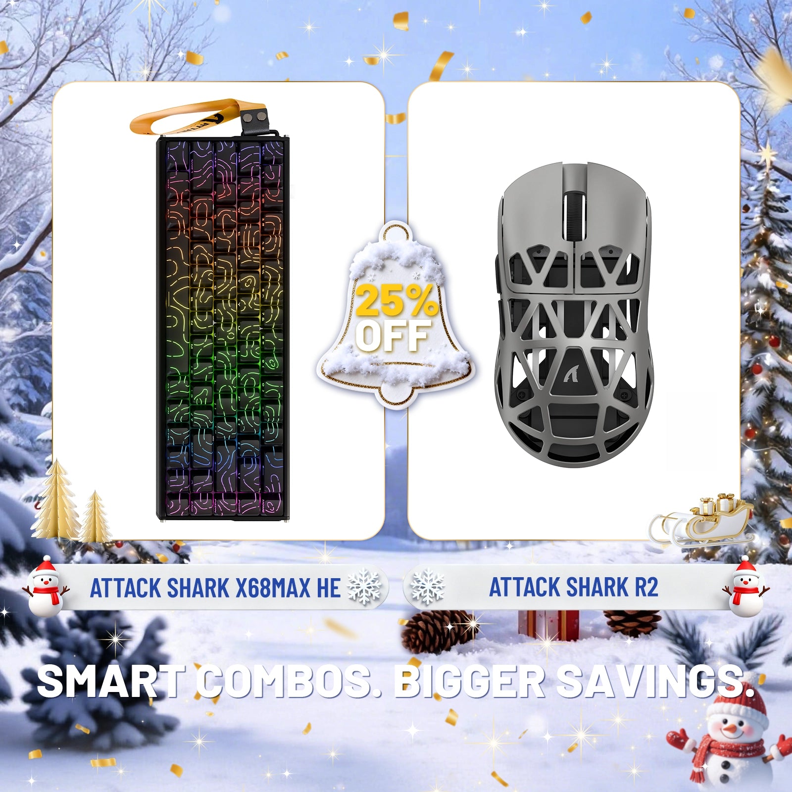 ATTACK SHARK X68MAX HE Rapid Trigger Aluminium-Tastatur + R2 Kabellose Gaming-Maus aus Magnesiumlegierung im Bundle