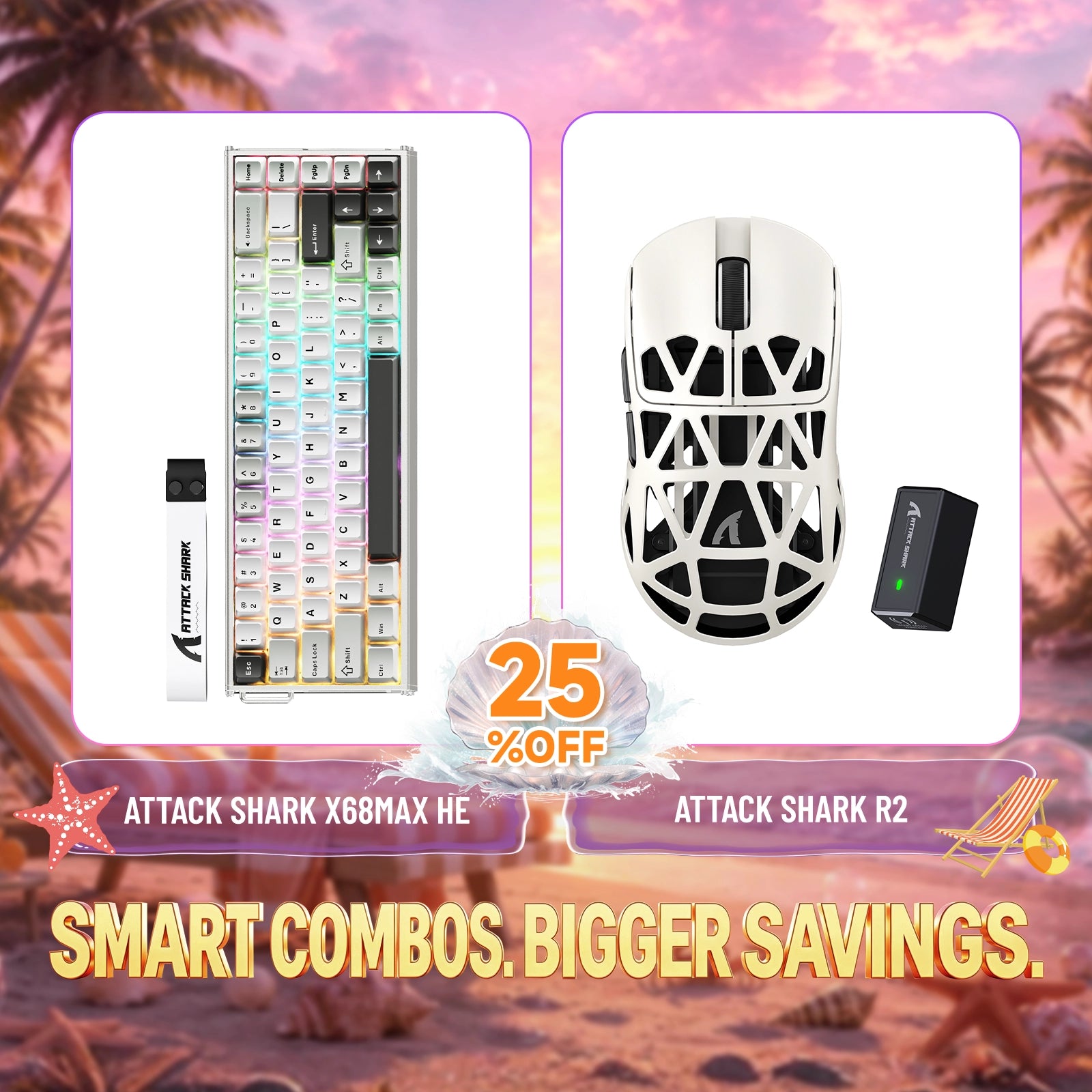 ATTACK SHARK X68MAX HE Rapid Trigger Aluminium-Tastatur + R2 Magnesiumlegierung Kabellose Gaming-Maus Bundle