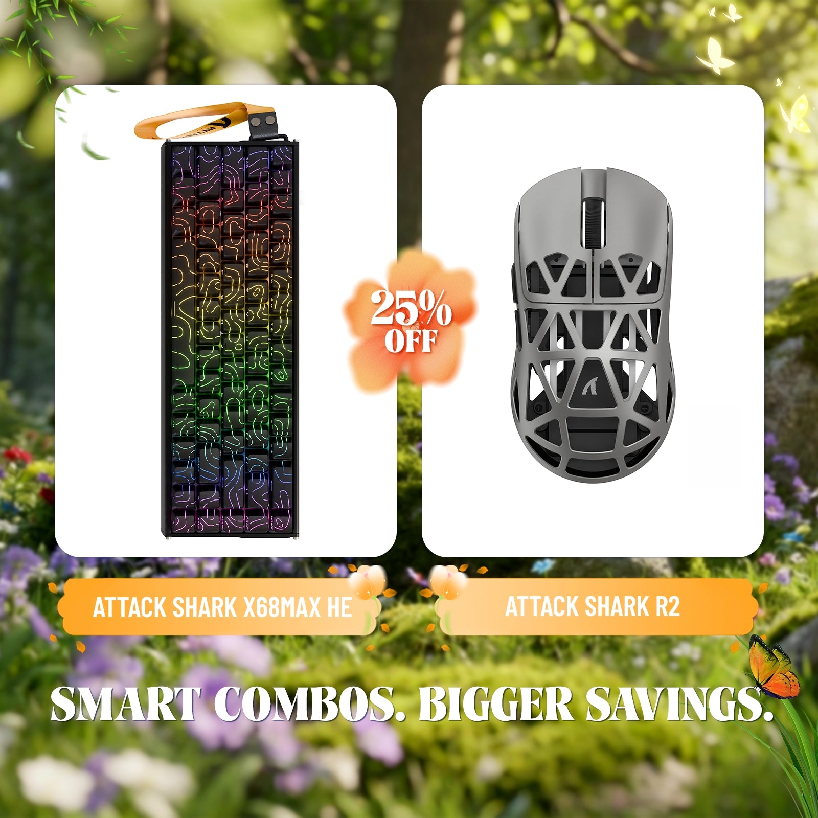 ATTACK SHARK X68MAX HE Rapid Trigger Aluminium-Tastatur + R2 Kabellose Gaming-Maus aus Magnesiumlegierung im Bundle