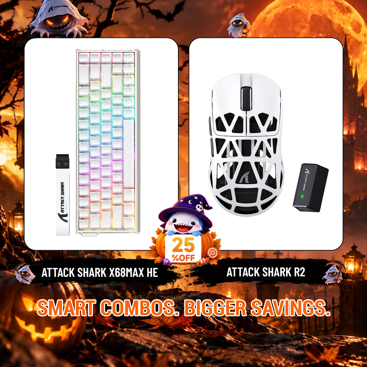 ATTACK SHARK X68 MAX HE-Tastatur aus Aluminium mit Rapid Trigger + R2-Magnesiumlegierung-Wireless-Gaming-Maus-Bundle