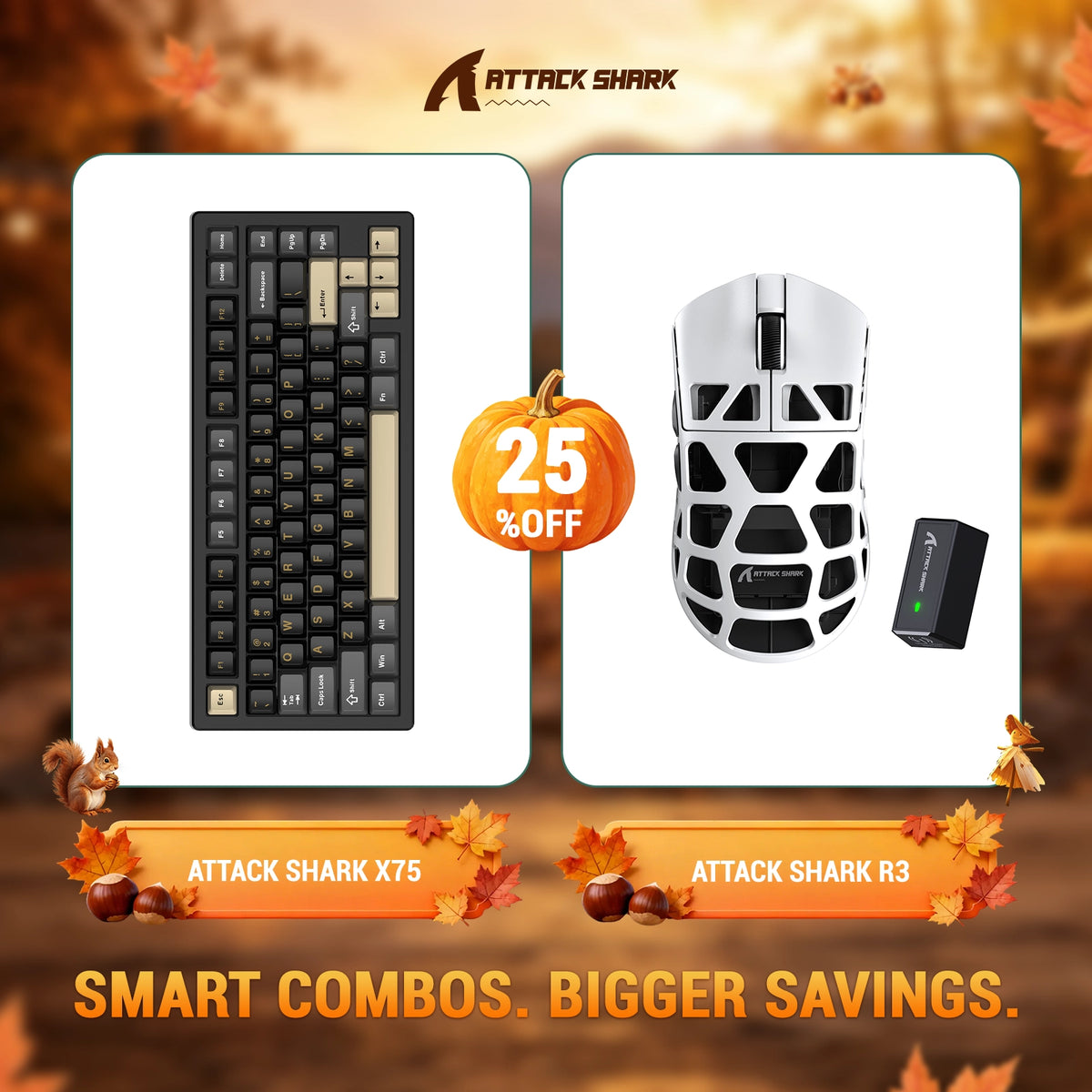 ATTACK SHARK X75 Vollaluminium Tastatur + R3 Magnesiumlegierung Gaming-Maus Bundle