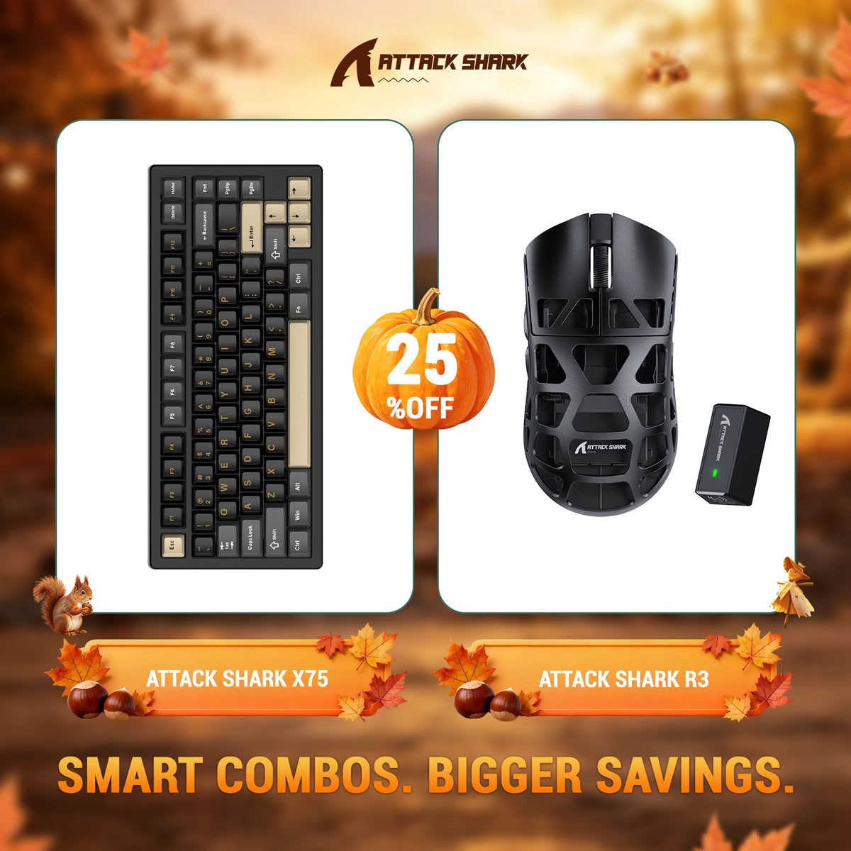 ATTACK SHARK X75 Vollaluminium Tastatur + R3 Magnesiumlegierung Gaming-Maus Bundle