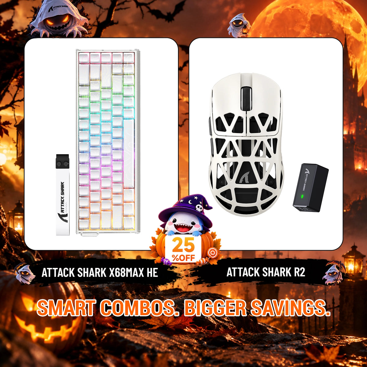 ATTACK SHARK X68 MAX HE-Tastatur aus Aluminium mit Rapid Trigger + R2-Magnesiumlegierung-Wireless-Gaming-Maus-Bundle