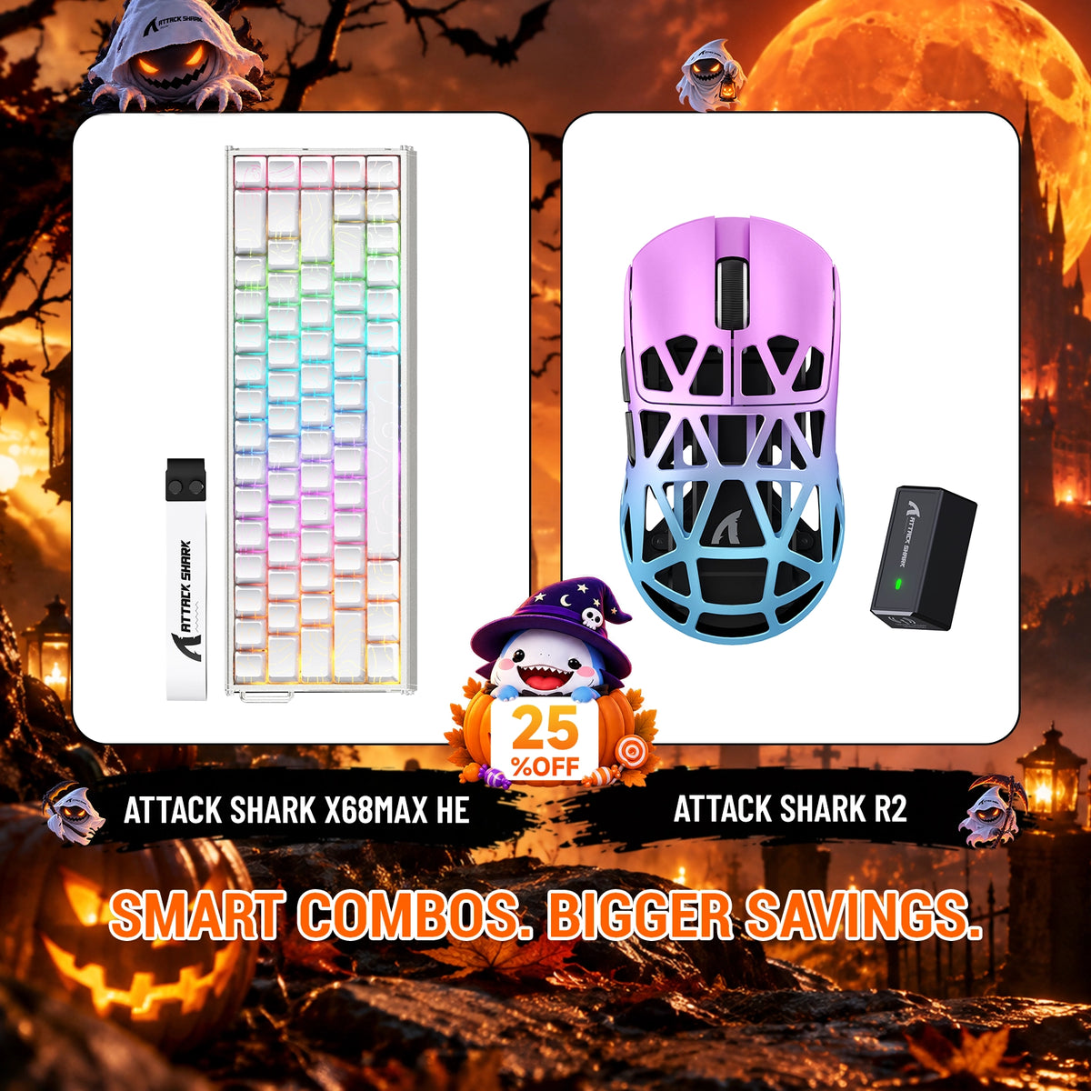 ATTACK SHARK X68 MAX HE-Tastatur aus Aluminium mit Rapid Trigger + R2-Magnesiumlegierung-Wireless-Gaming-Maus-Bundle