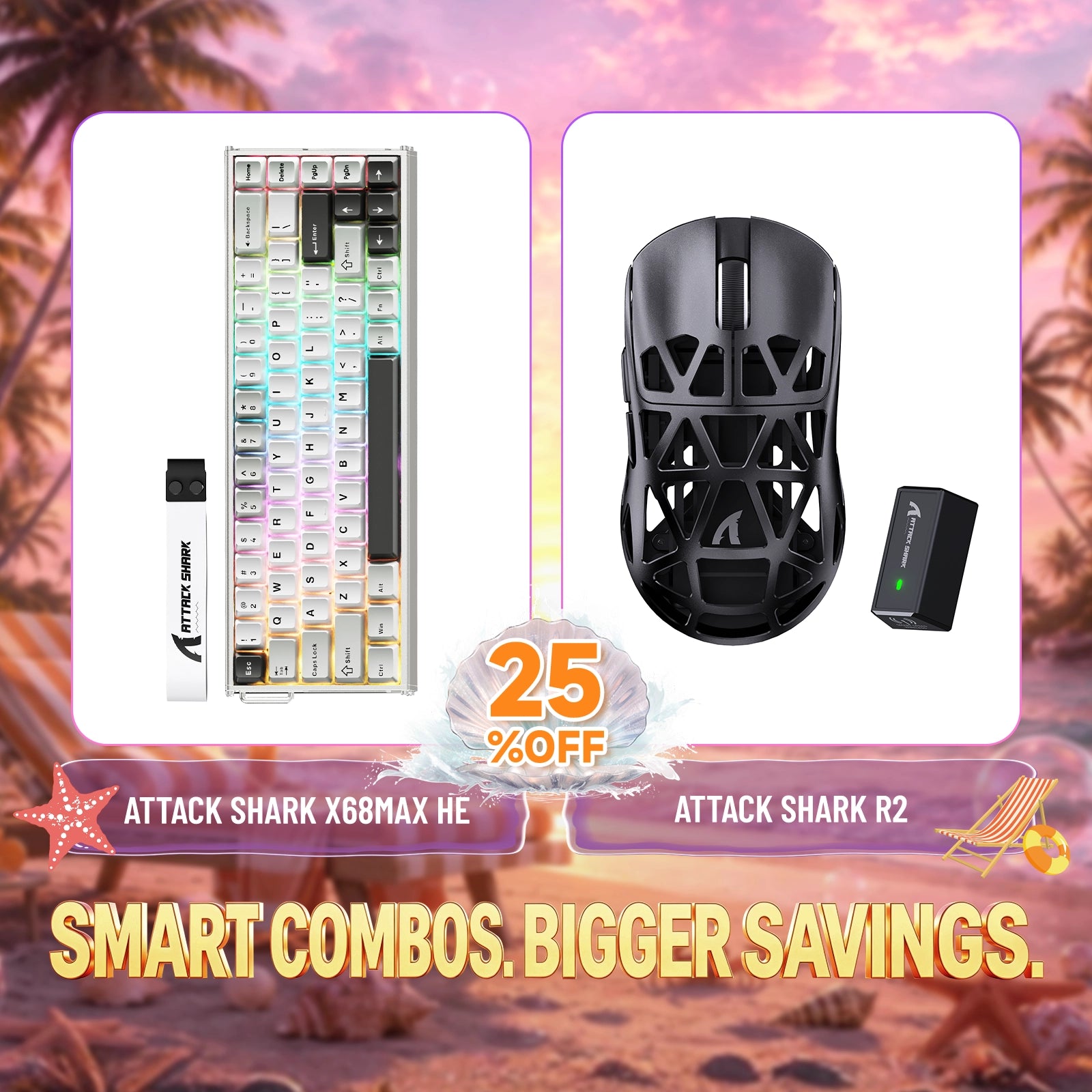 ATTACK SHARK X68MAX HE Rapid Trigger Aluminium-Tastatur + R2 Magnesiumlegierung Kabellose Gaming-Maus Bundle