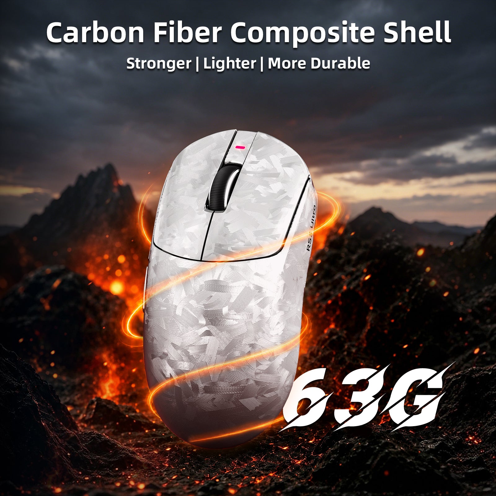 ATTACK SHARK RS3 ULTRA Carbonfaser Kabellose PAW3955MAX Gaming-Maus mit C06 Ultra LED-Kabel