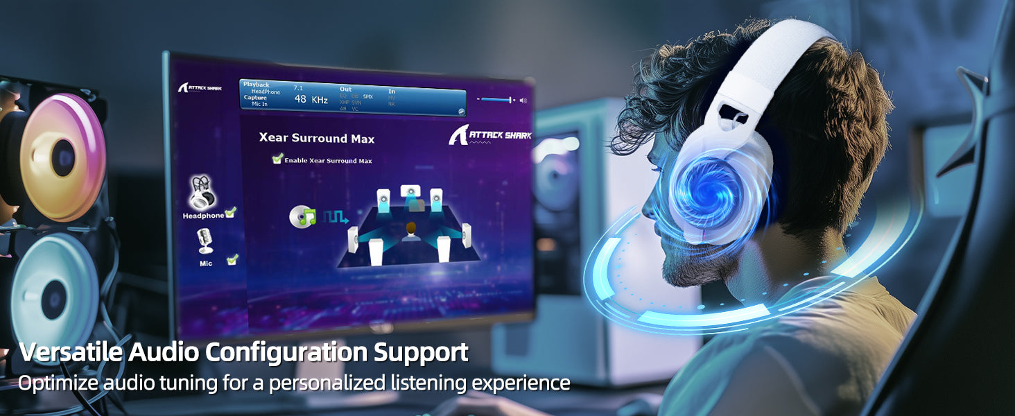 ATTACK SHARK L90 – faltbares, ultraleichtes RGB-Gaming-Headset mit drei Modi