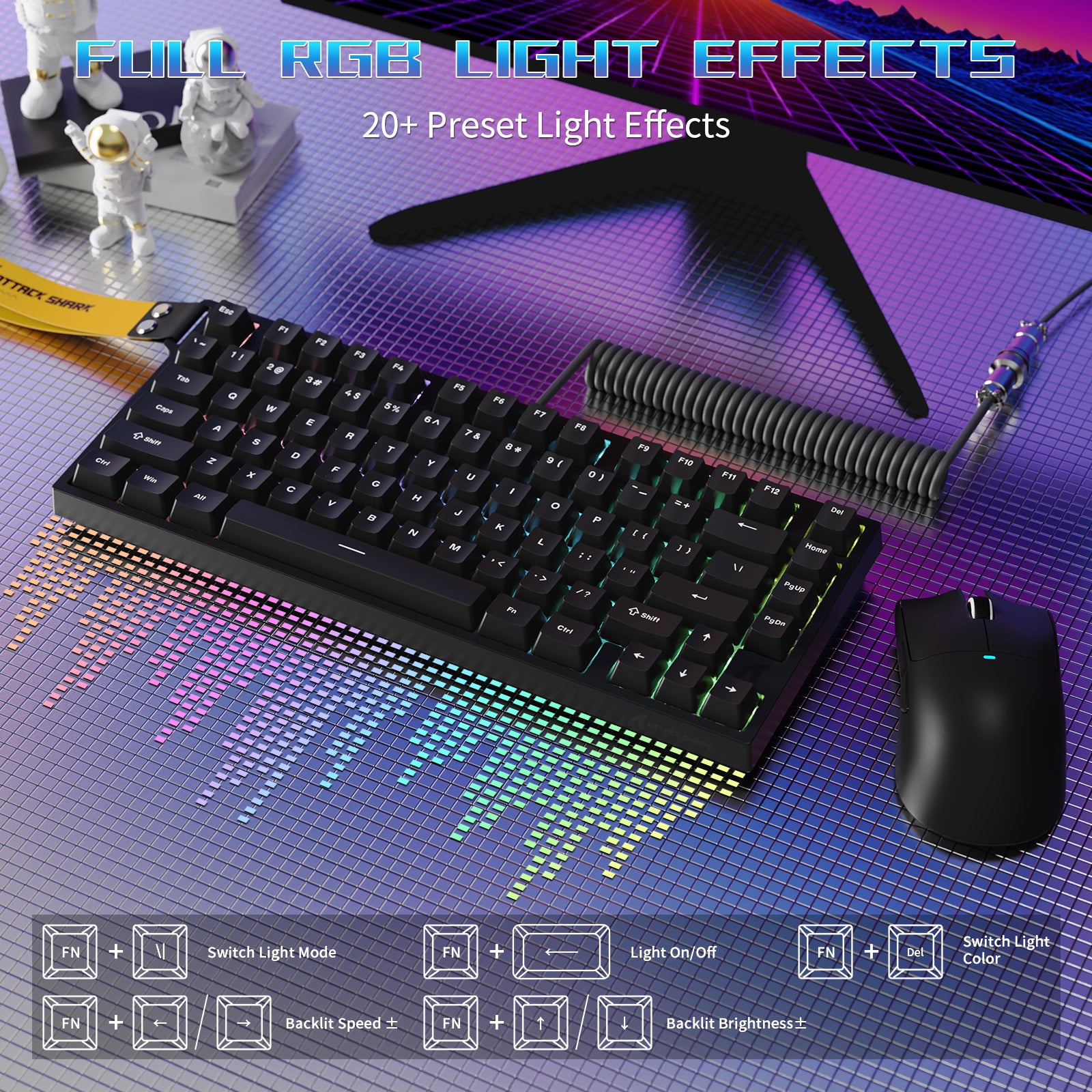 ATTACK SHARK R82 HE Kabelgebundene 75% Gaming-Tastatur mit C01ULTRA LED-Kabel