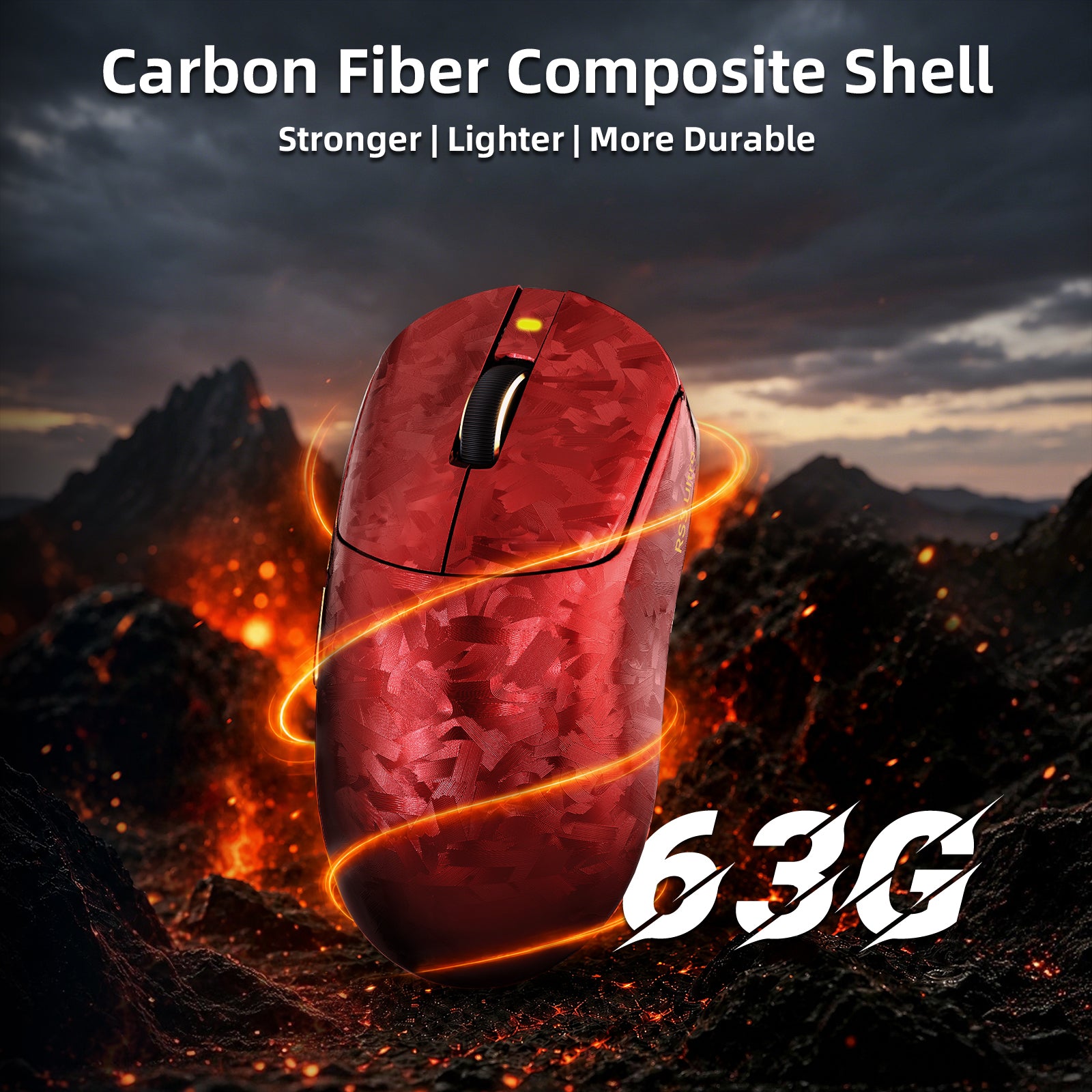 ATTACK SHARK RS3 ULTRA Carbonfaser Kabellose PAW3955MAX Gaming-Maus mit C06 Ultra LED-Kabel