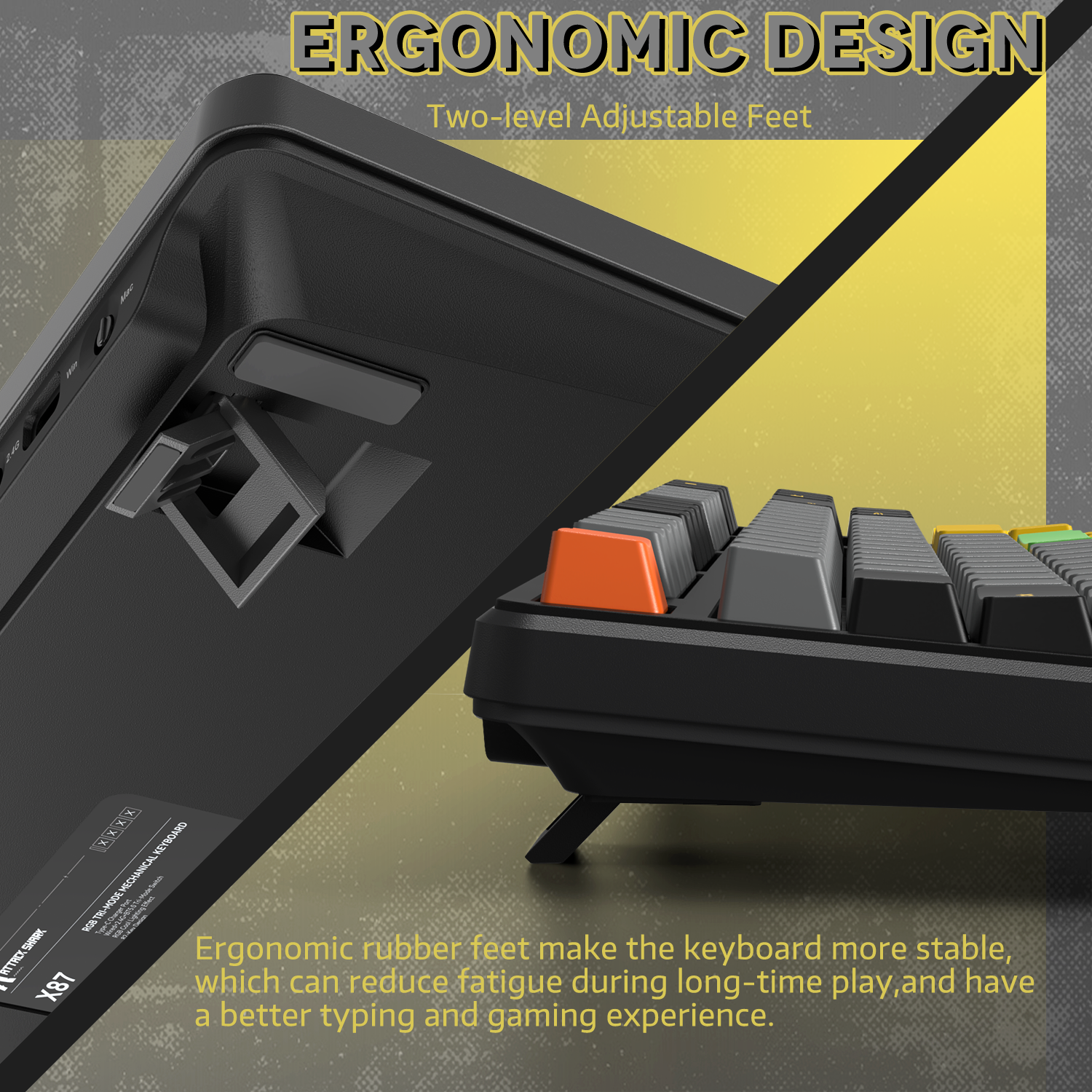 ATTACK SHARK X87 Tri-Mode-Dichtungstastatur