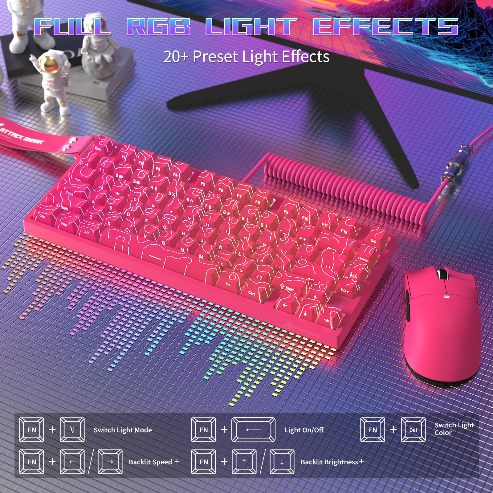 ATTACK SHARK R82 HE Kabelgebundene 75% Gaming-Tastatur mit C01ULTRA LED-Kabel