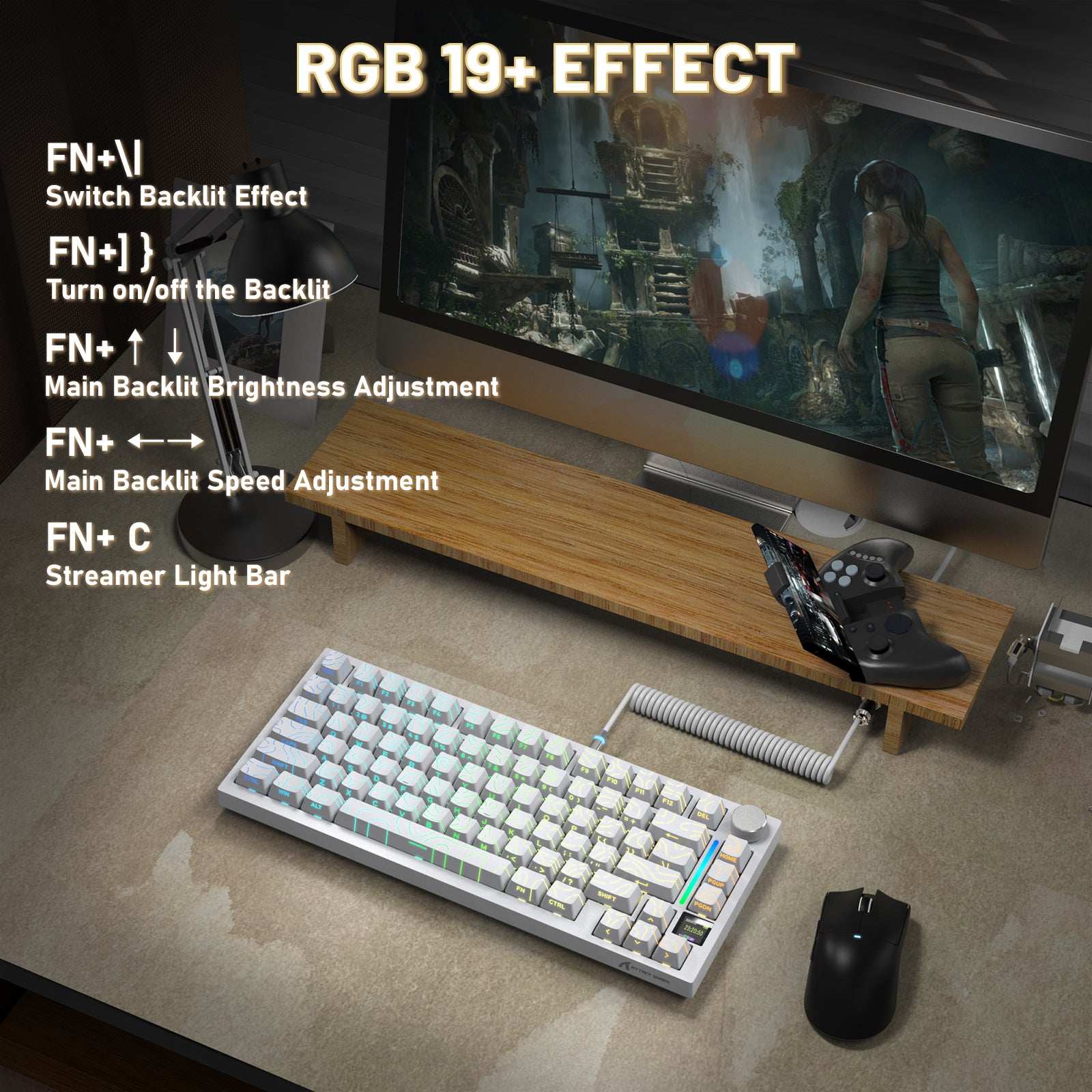 ATTACK SHARK X820ULTRA Mechanische Tastatur mit C01ULTRA Spiralkabel