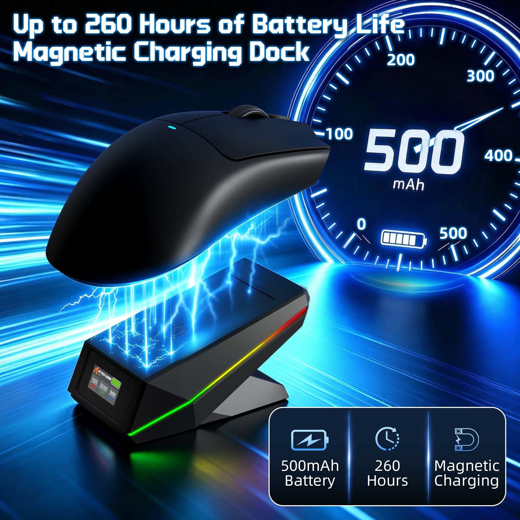 ATTACK SHARK X11 PRO V2 kabellose Gaming-Maus mit TFT-Display und Ladestation