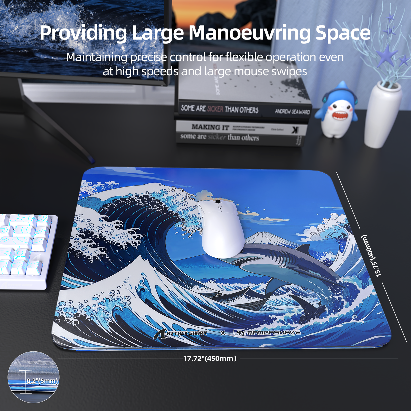 ATTACK SHARK CM05 Tempered Glass Gaming Mouse Pad