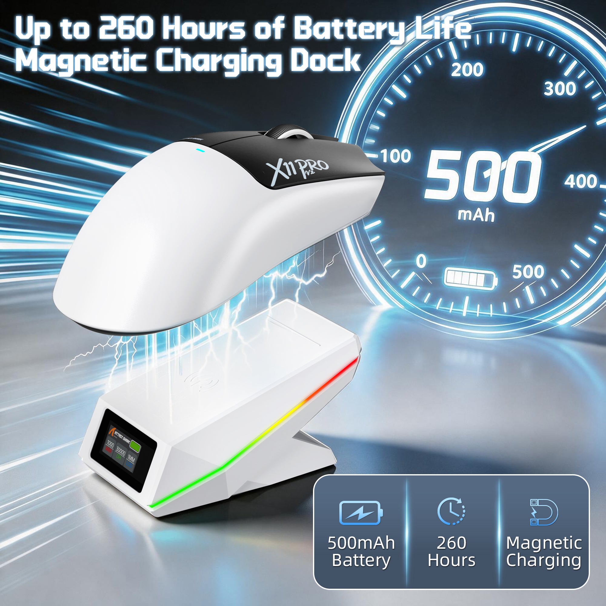 ATTACK SHARK X11 PRO V2 kabellose Gaming-Maus mit TFT-Display und Ladestation