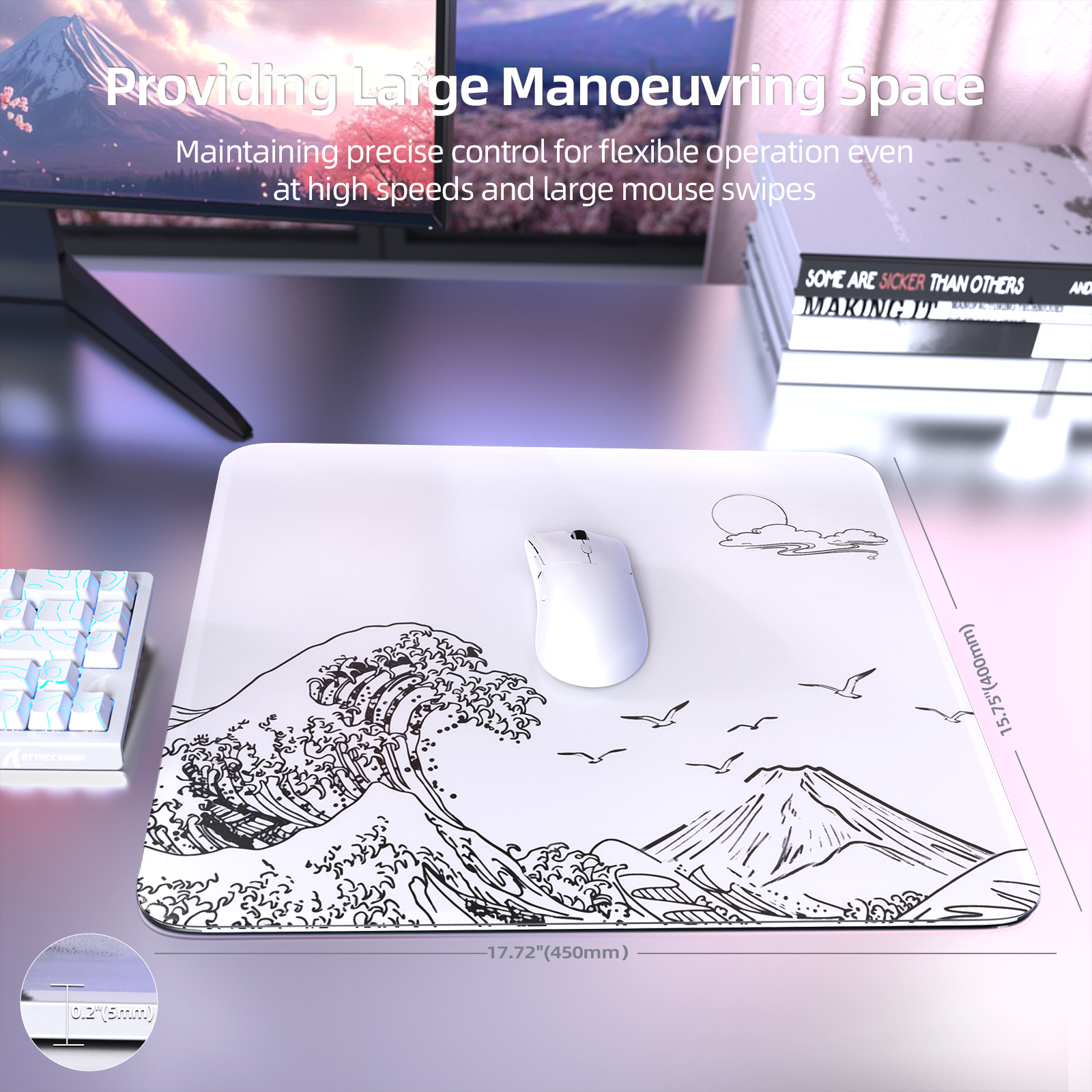 ATTACK SHARK CM05 Gehärtete Glas Gaming-Mausmatte