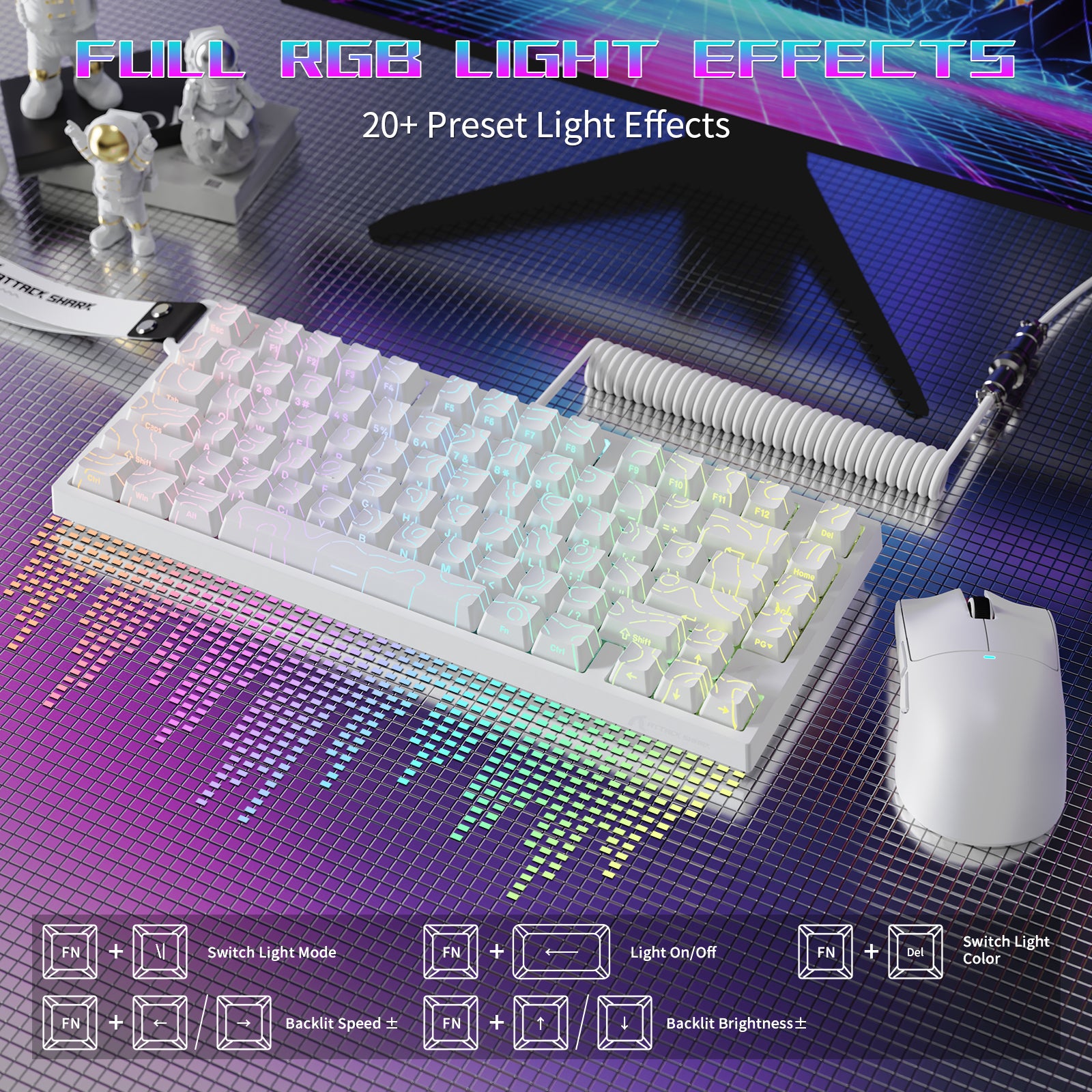 ATTACK SHARK R82 HE Kabelgebundene 75% Gaming-Tastatur mit C01ULTRA LED-Kabel