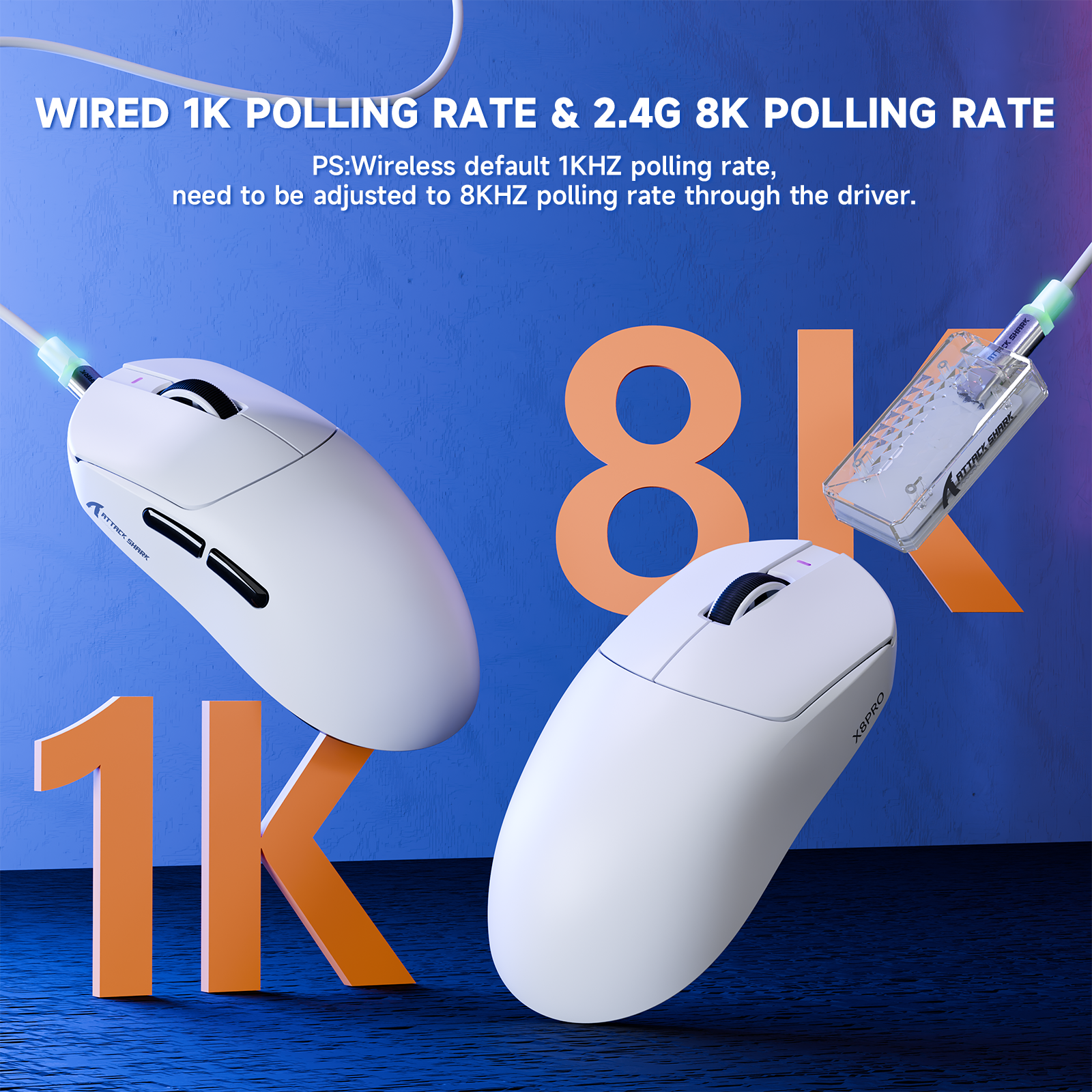 ATTACK SHARK X8PRO Ultraleichte kabellose Gaming-Maus & C06ULTRA-Kabel