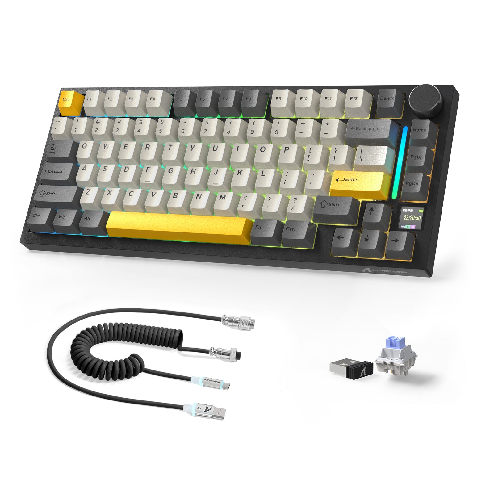 ATTACK SHARK X820ULTRA Mechanische Tastatur mit C01ULTRA Spiralkabel