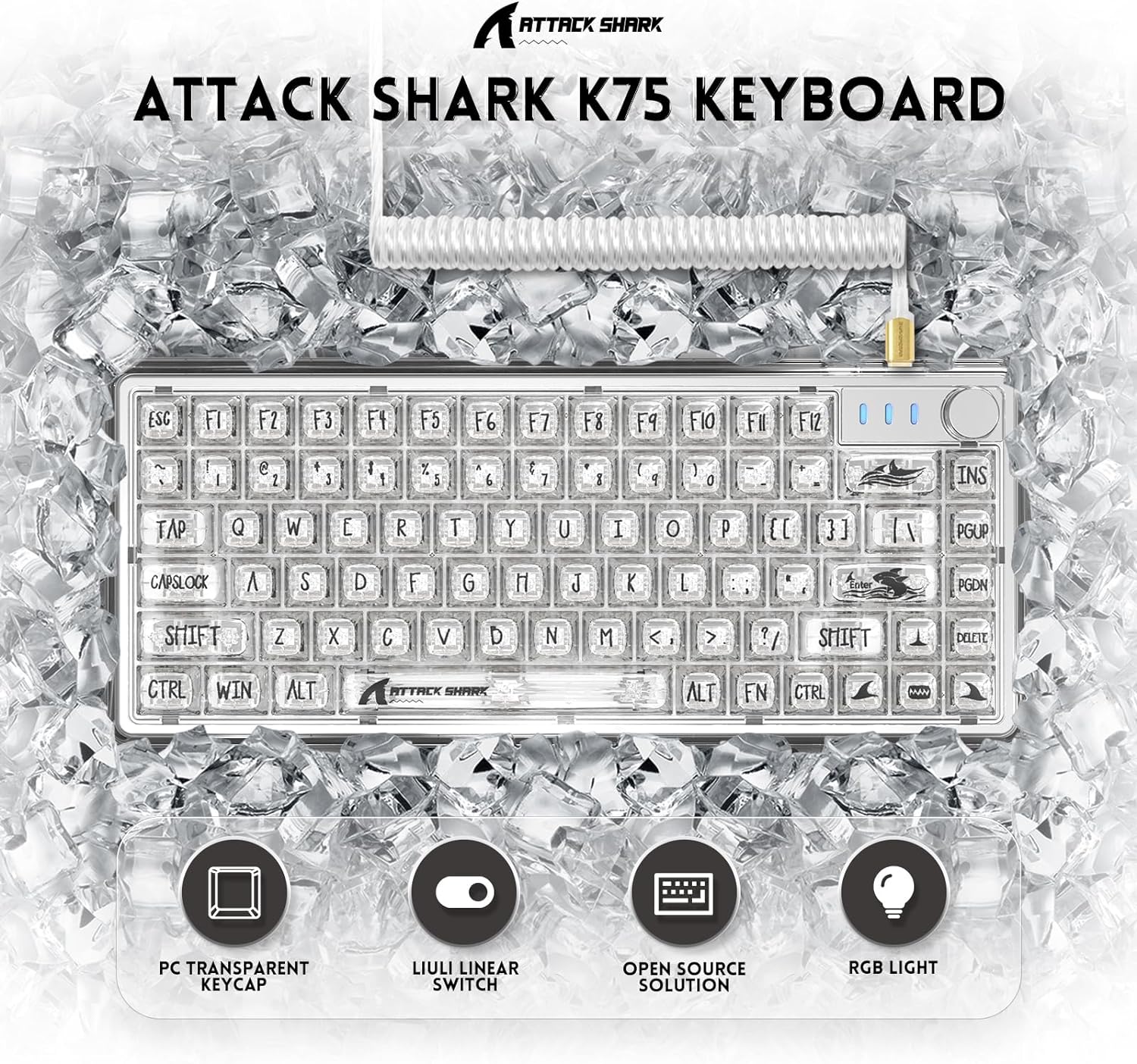 Transparente mechanische Tastatur ATTACK SHARK K75 