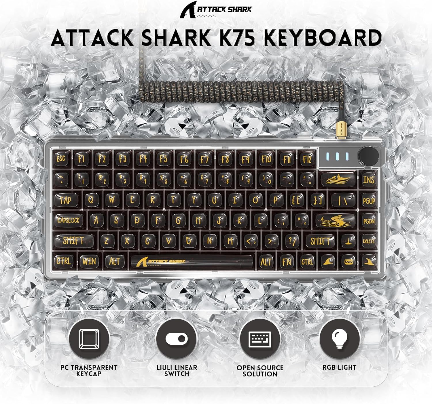 Transparente mechanische Tastatur ATTACK SHARK K75 