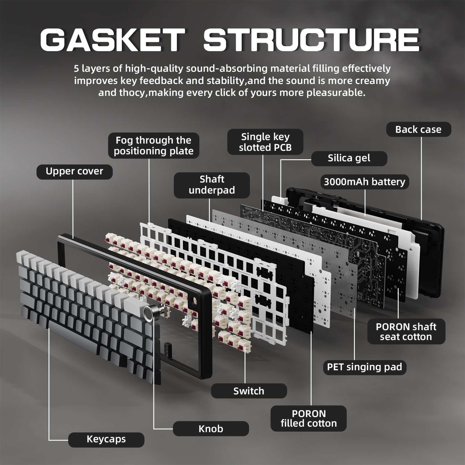 ATTACK SHARK X66 Kabellose mechanische Tastatur mit 8K-Spiralkabel