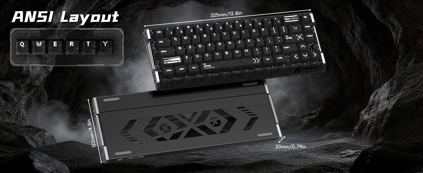ATTACK SHARK R68 HE Kohlefaser Kabelgebundene Rapid Trigger Magnetischer Schalter Tastatur mit C01 Ultra RGB Spiralkabel