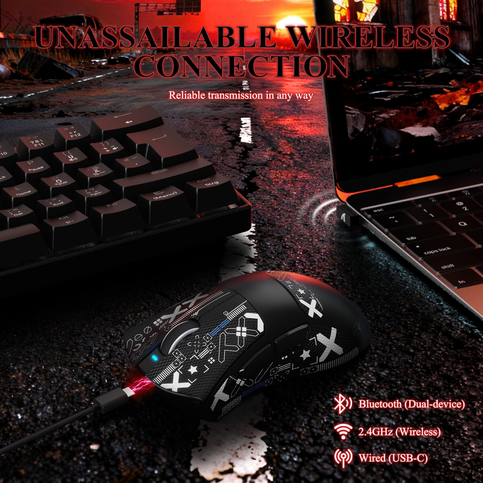 ATTACK SHARK V3PRO Ultraleichte Tri-Mode-Gaming-Maus mit Ladestation