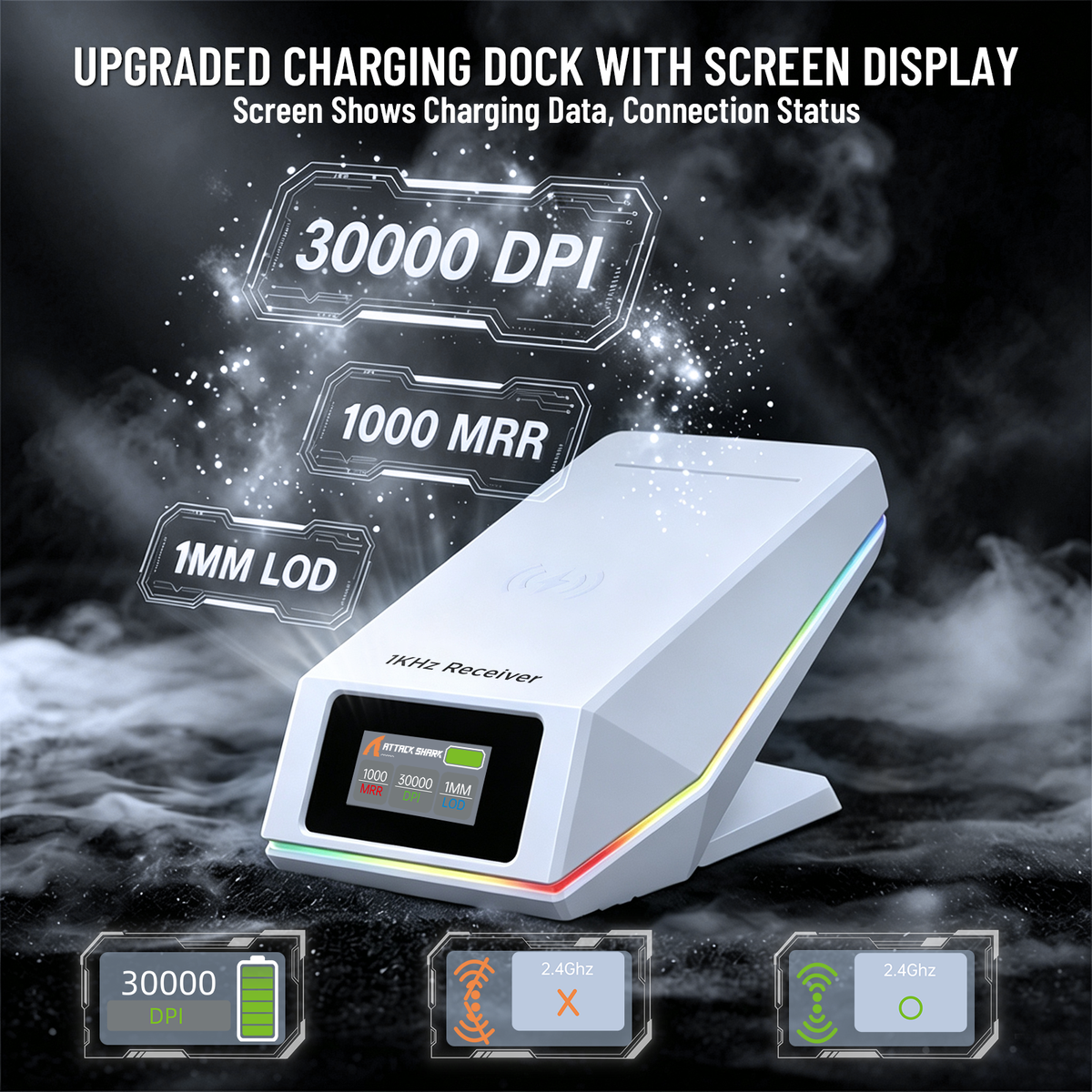 ATTACK SHARK X11 PRO V2 Kabellose Gaming-Maus mit TFT-Display, Ladestation und C06 Spiralkabel