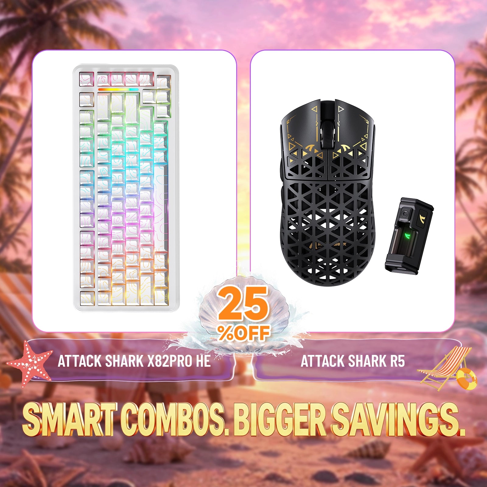 ATTACK SHARK X82PRO HE Rapid Trigger Tastatur + R5 Carbonfaser Kabellose Gaming-Maus Bundle