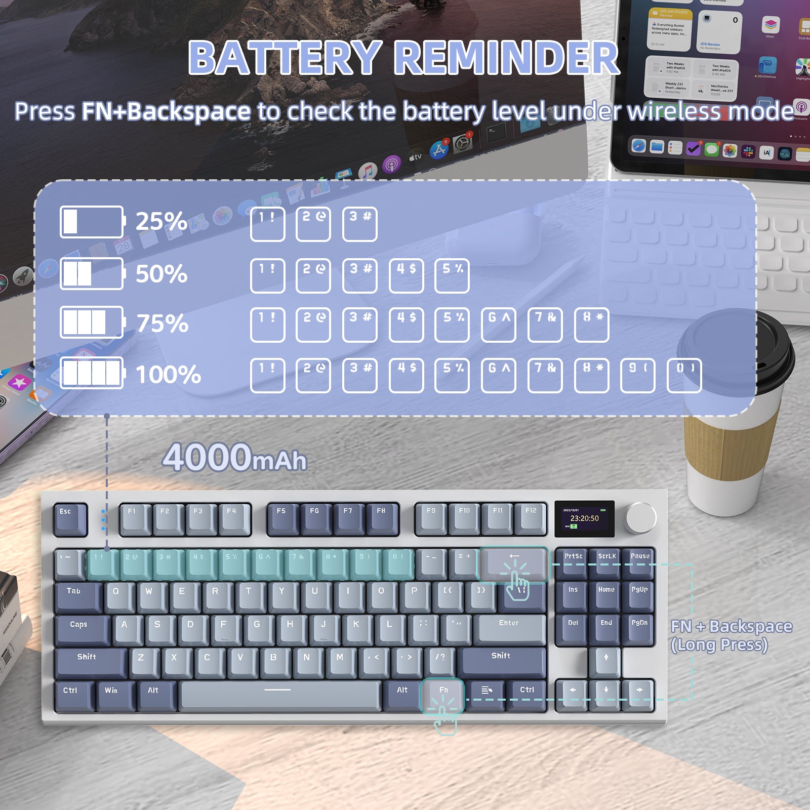 ATTACK SHARK K86 Kabellose mechanische Tastatur 