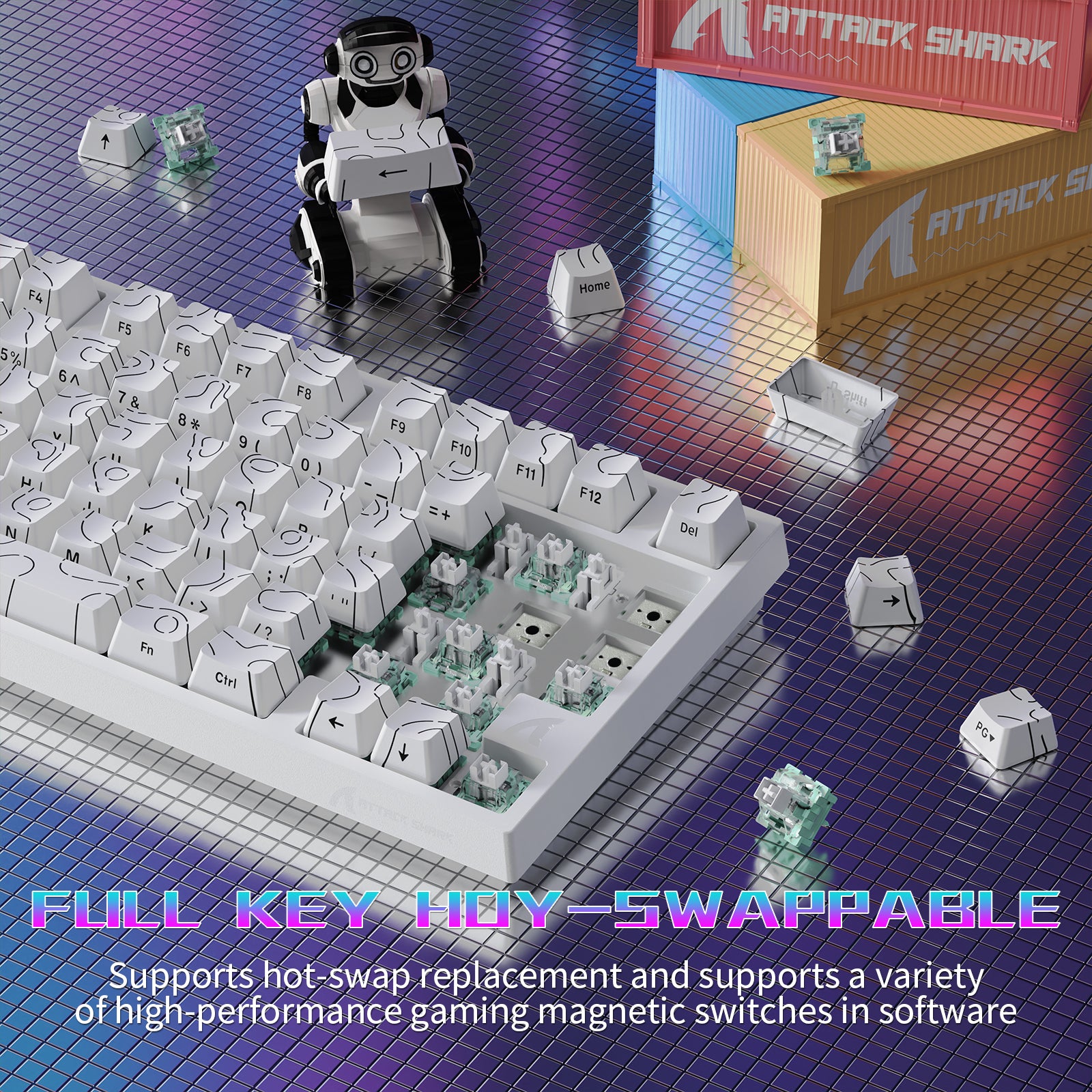 ATTACK SHARK R82 HE Kabelgebundene 75% Gaming-Tastatur mit C01ULTRA LED-Kabel
