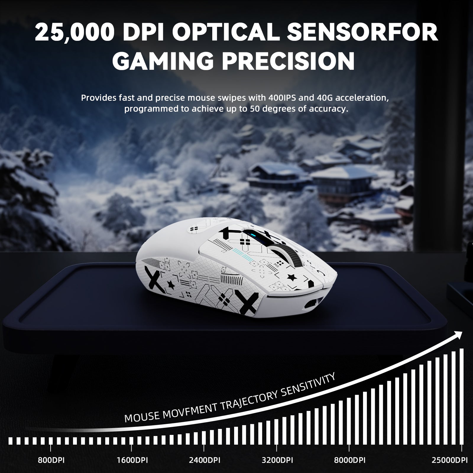 ATTACK SHARK G3PRO Kabellose Tri-Mode-Gaming-Maus mit Ladestation, 25.000 DPI, ultraleicht