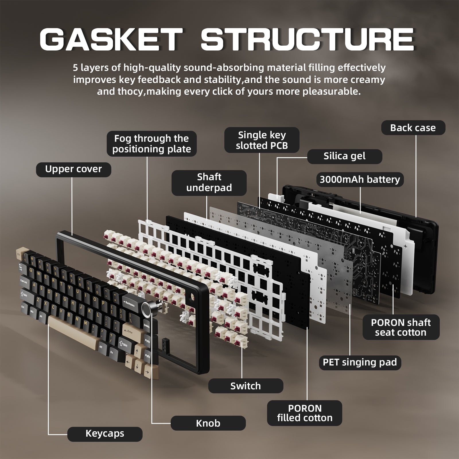 ATTACK SHARK X66 Kabellose mechanische Tastatur mit 8K-Spiralkabel