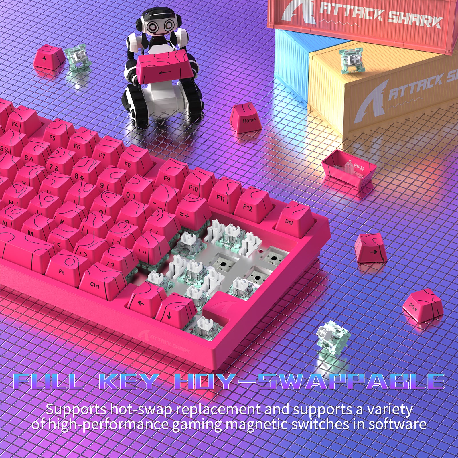 ATTACK SHARK R82 HE Kabelgebundene 75% Gaming-Tastatur mit C01ULTRA LED-Kabel
