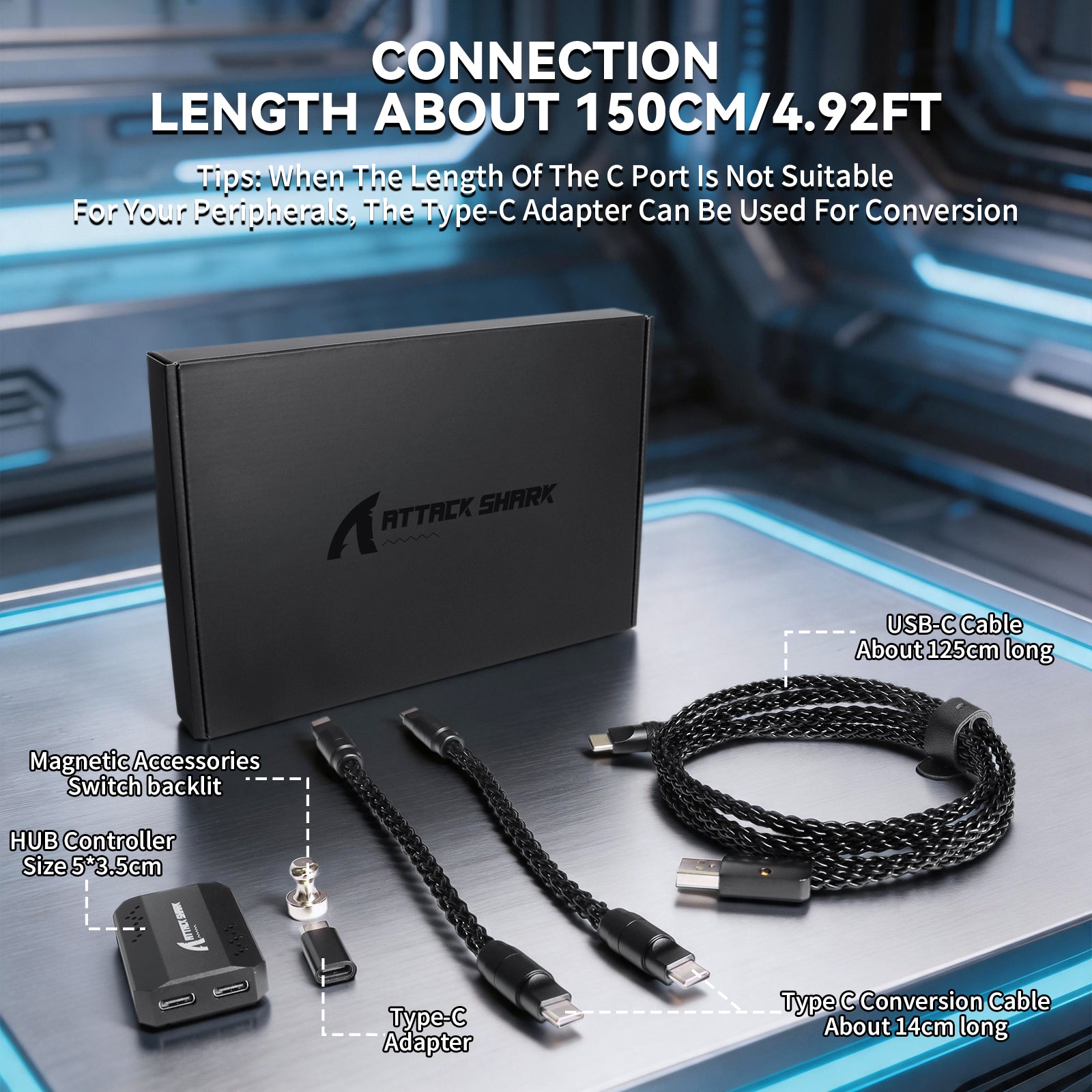 ATTACK SHARK C07 PRO 2-in-1 Type-C-Kabel für 8KHz Gaming-Tastatur/Maus