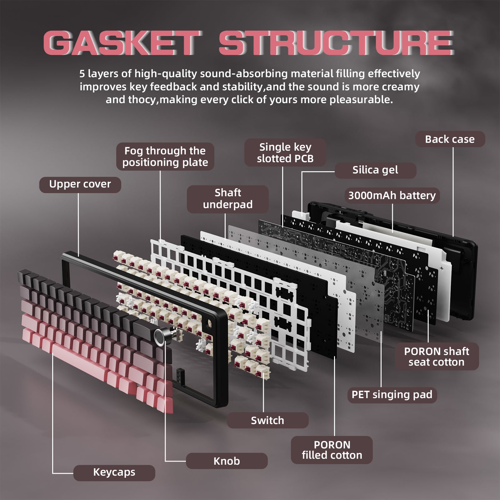 ATTACK SHARK X66 Kabellose mechanische Tastatur mit 8K-Spiralkabel