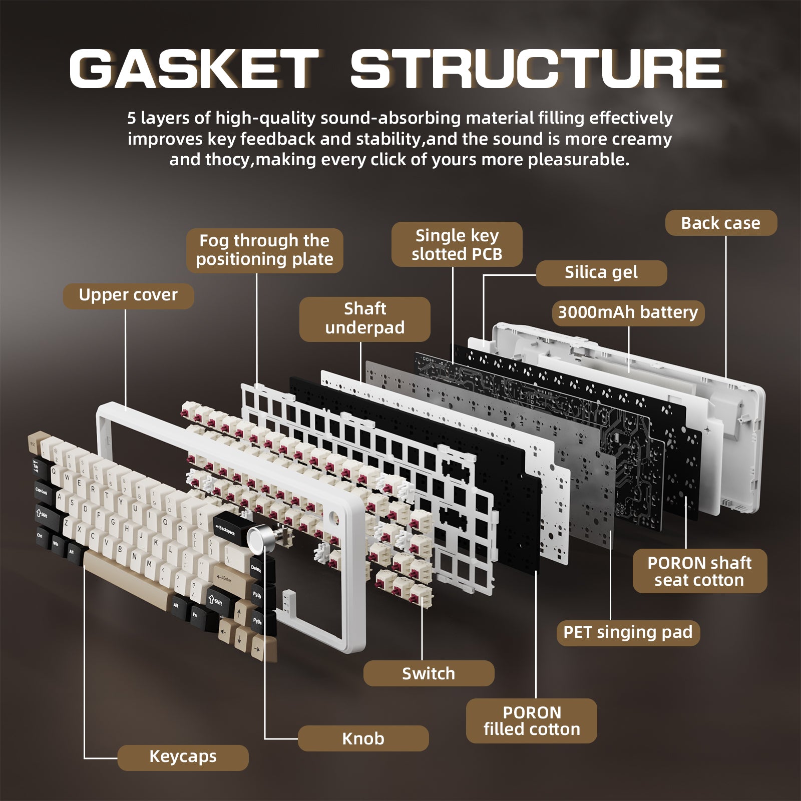 ATTACK SHARK X66 Kabellose mechanische Tastatur mit 8K-Spiralkabel