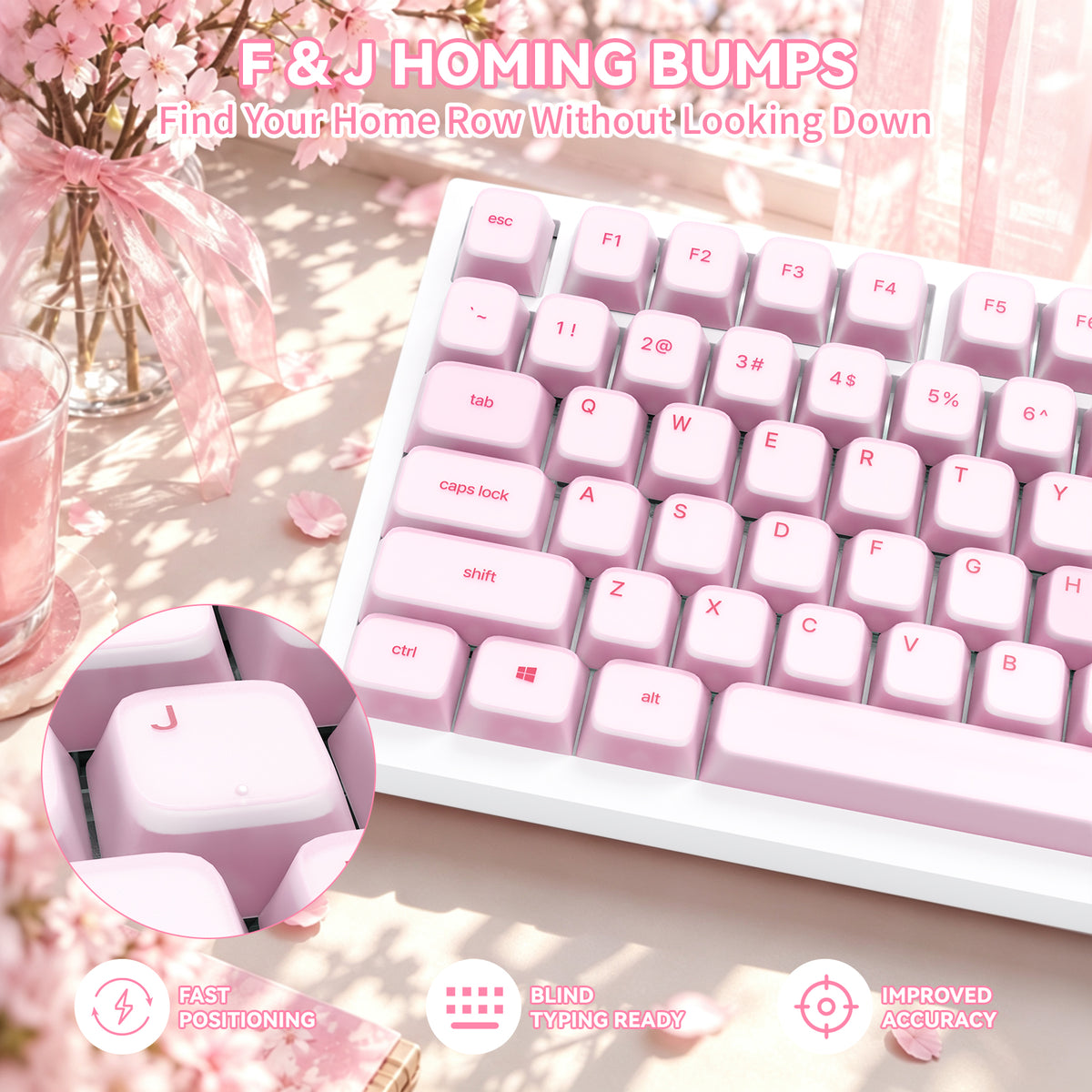 ATTACK SHARK SK01 Tastenkappenset mit 113 Tasten aus Silikon, Cherry-Profil, ANSI, Pink