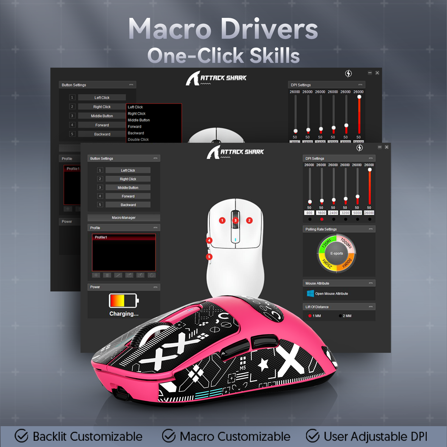 ATTACK SHARK X3 Kabellose Gaming-Maus PAW3395 Superleicht