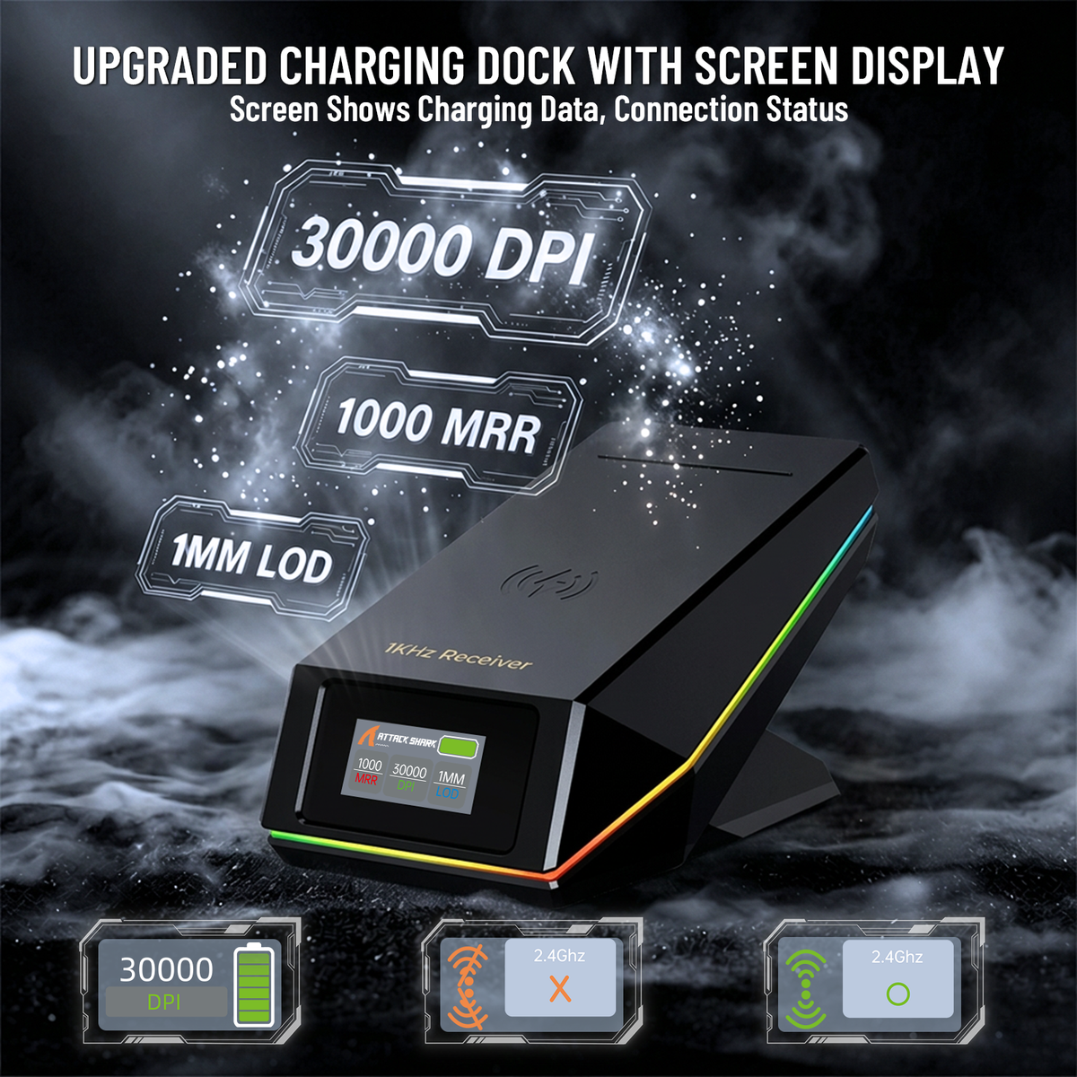 ATTACK SHARK X11 PRO V2 Kabellose Gaming-Maus mit TFT-Display, Ladestation und C06 Spiralkabel