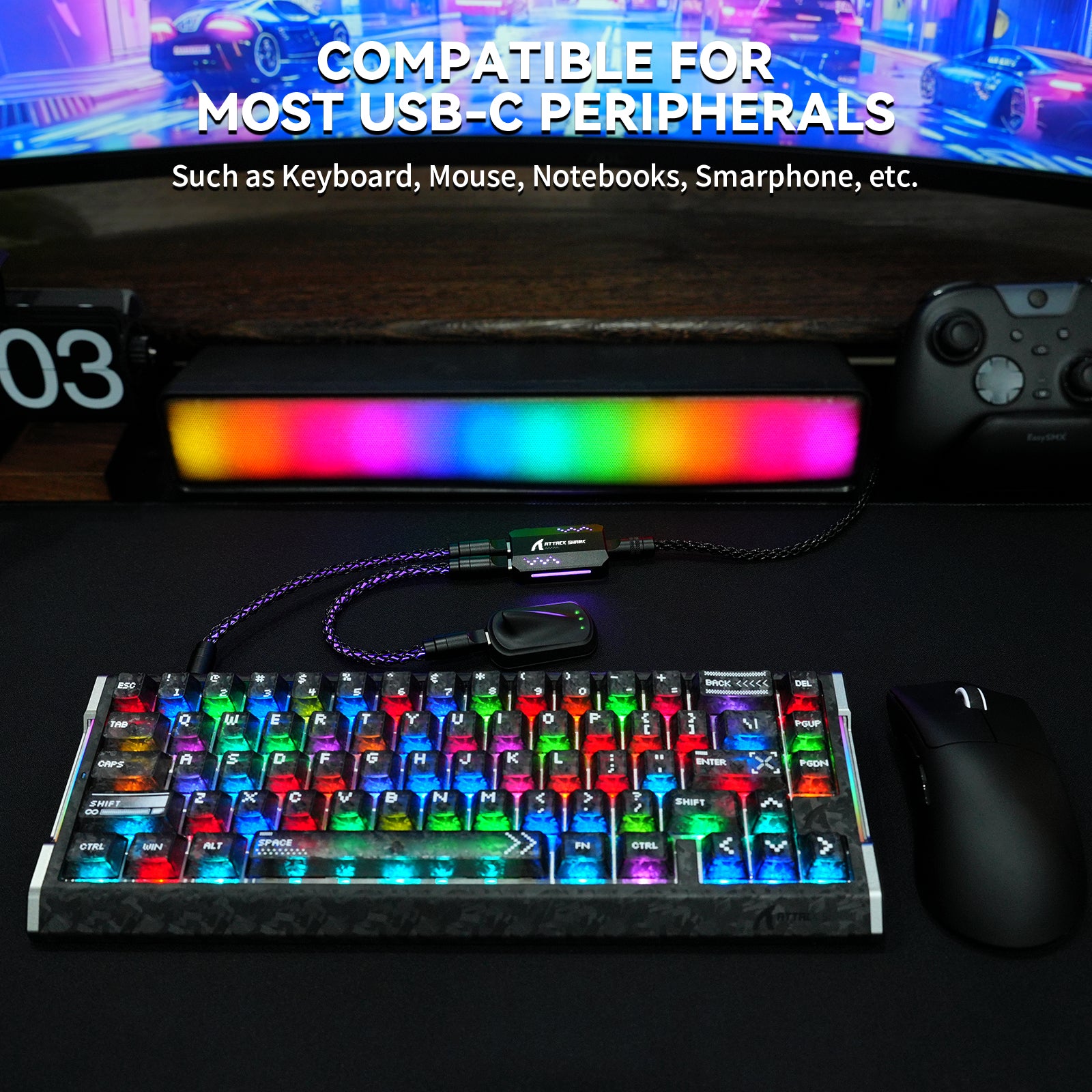 ATTACK SHARK C07 PRO 2-in-1 Type-C-Kabel für 8KHz Gaming-Tastatur/Maus