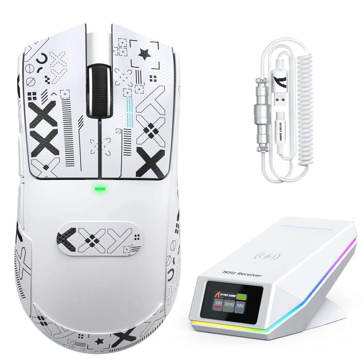 ATTACK SHARK X11 PRO V2 Kabellose Gaming-Maus mit TFT-Display, Ladestation und C06 Spiralkabel
