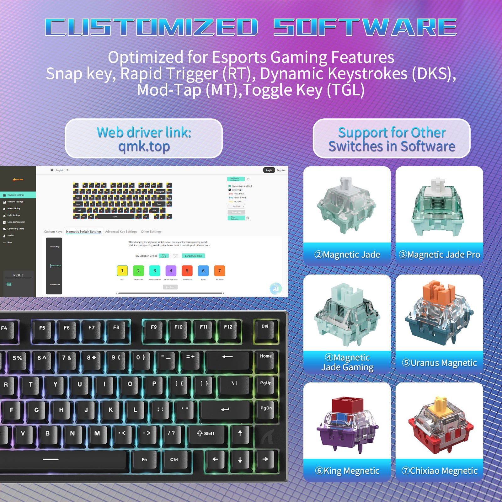 ATTACK SHARK R82 HE Kabelgebundene 75% Gaming-Tastatur mit C01ULTRA LED-Kabel