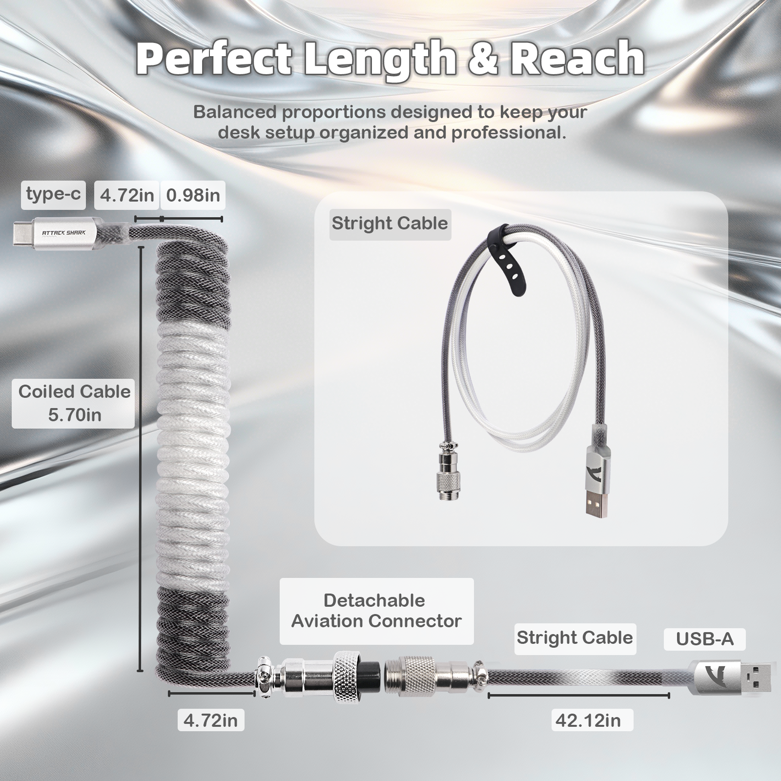 ATTACK SHARK C01ULTIMATE Spiralkabel für 8KHz Magnetische Tastatur