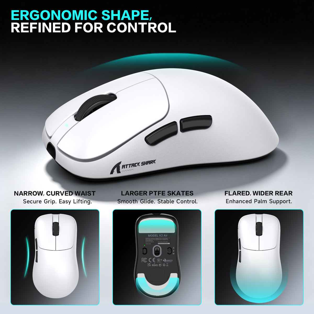ATTACK SHARK V2 AIR PAW3955MAX Ergonomische kabellose Gaming-Maus