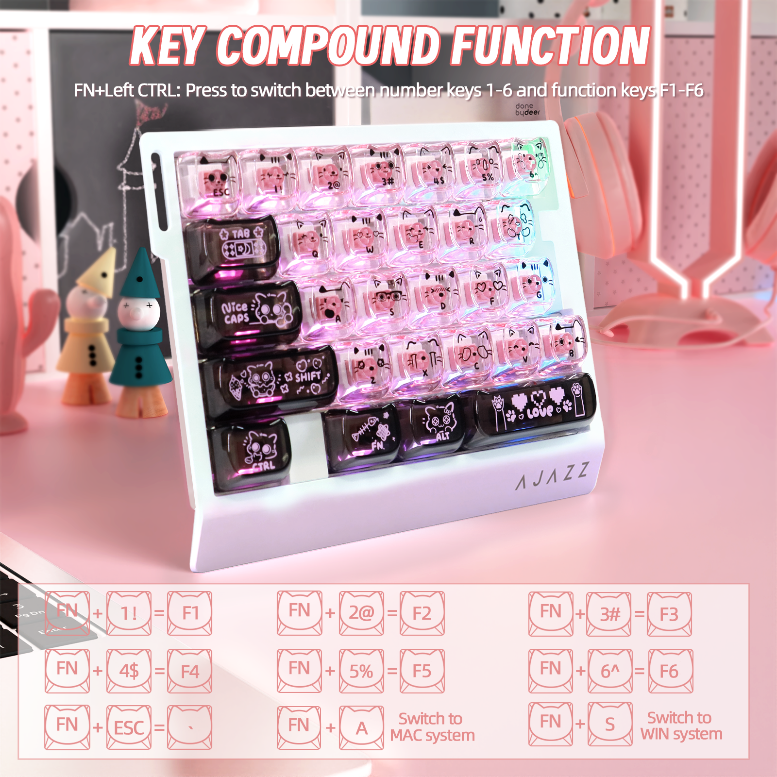 ATTACK SHARK X AJAZZ AK029 Wired One-Handed Gaming Keyboard