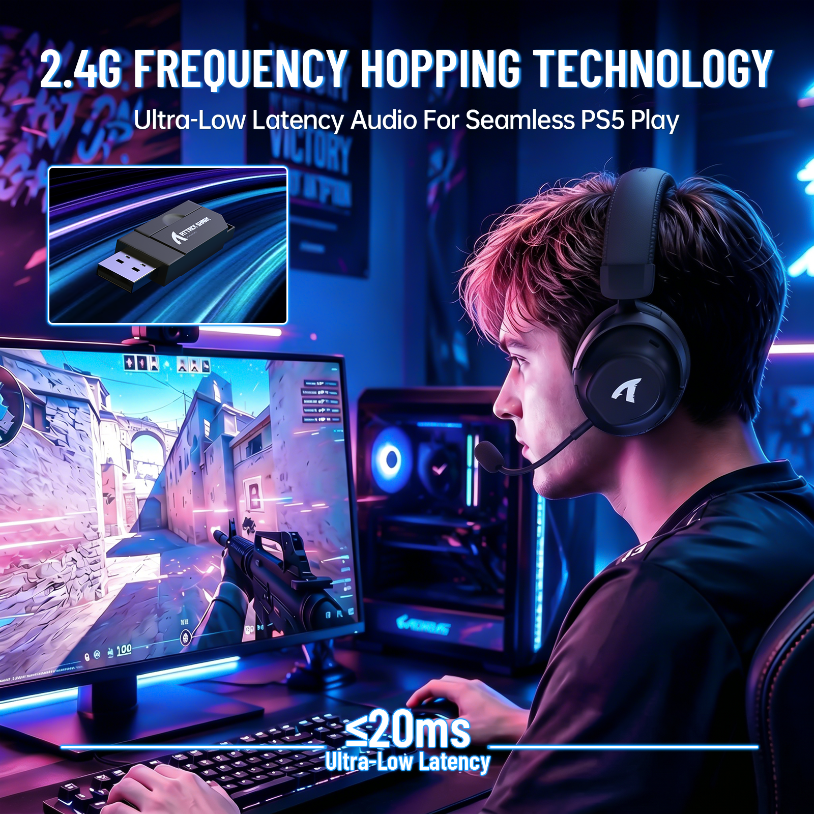 ATTACK SHARK L50 PRO Tri-Modus Kabelloses Gaming-Headset
