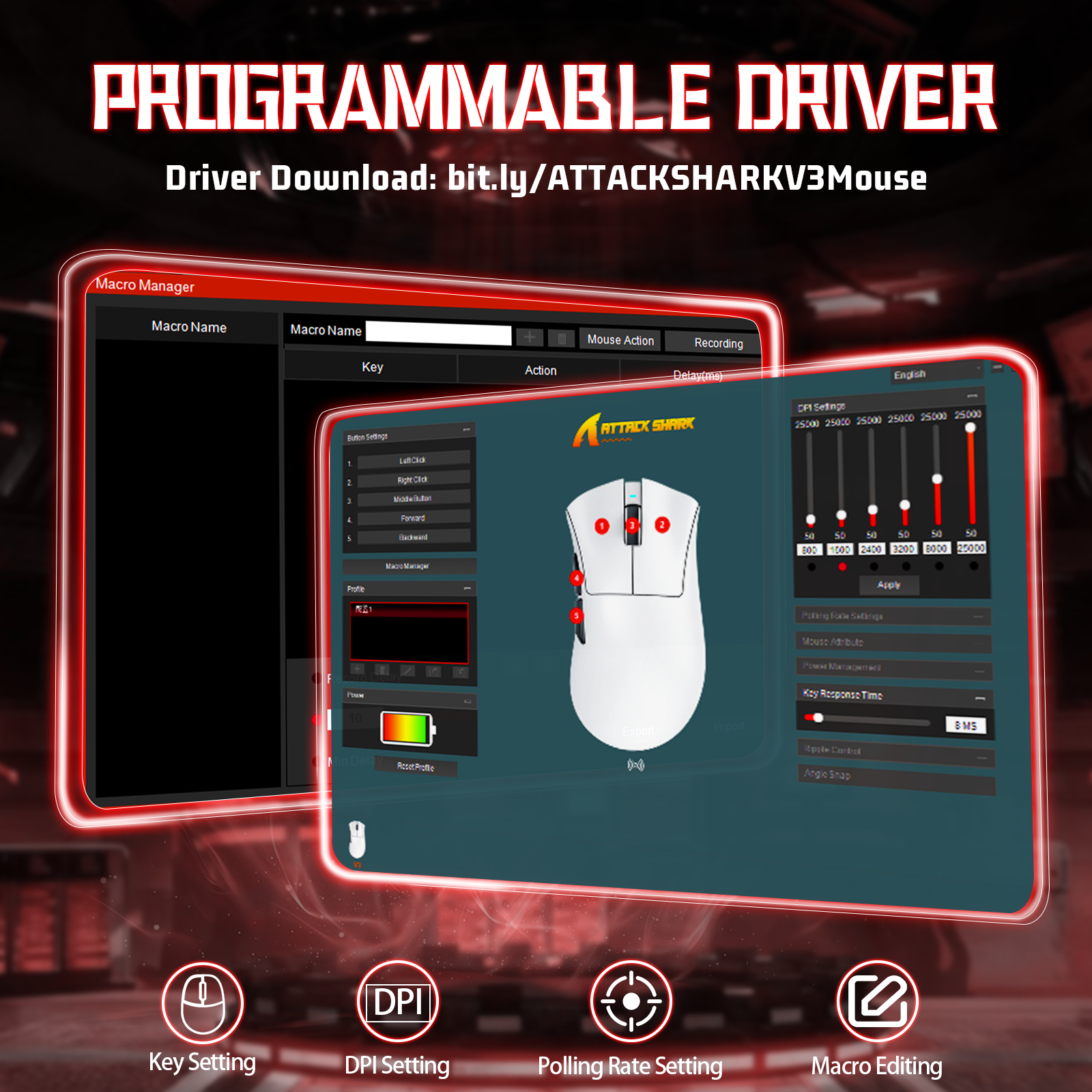 ATTACK SHARK V3 Ultraleichte Tri-Mode Gaming-Maus