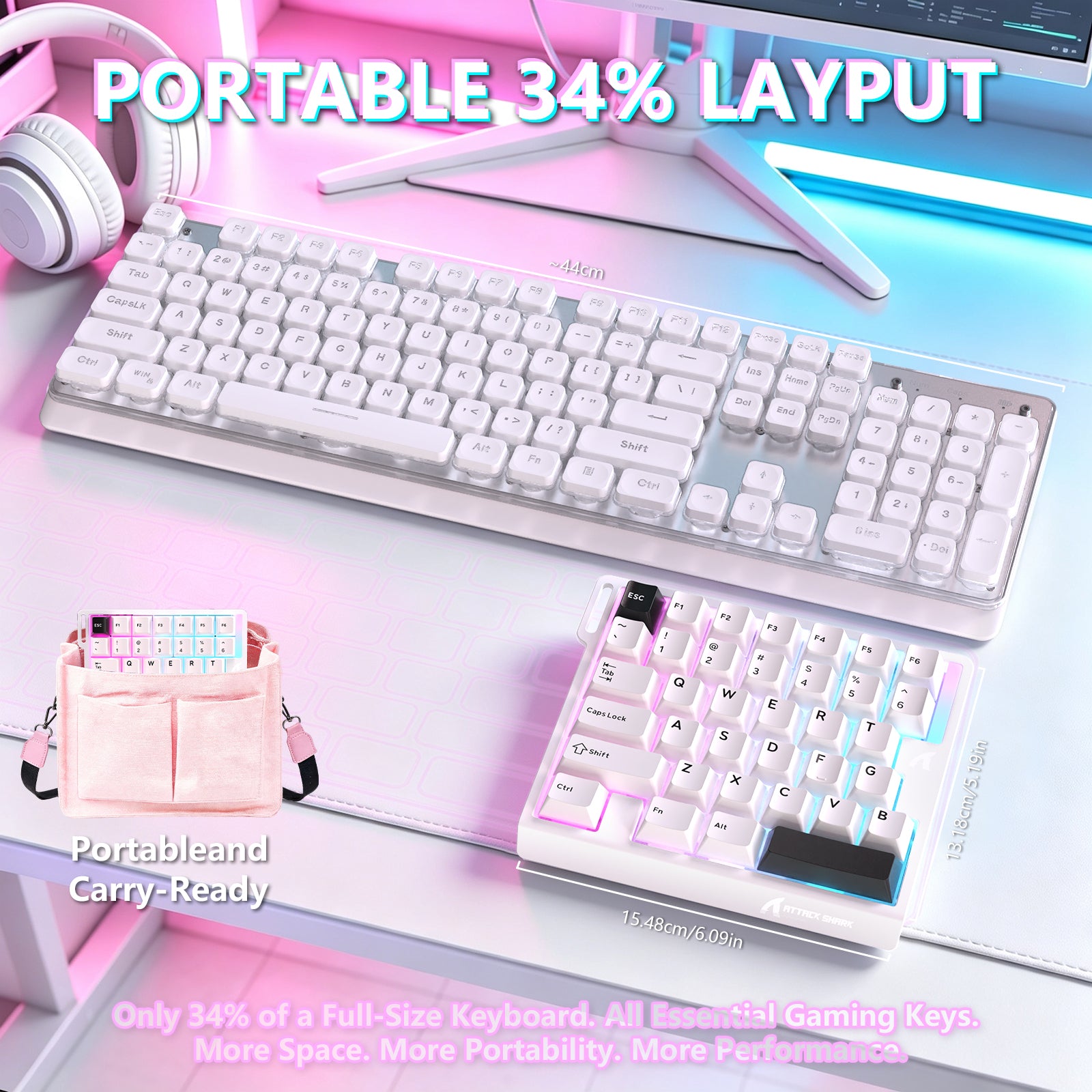 ATTACK SHARK M36 HE Einhändiges Tastatur mit Magnetischem Schalter & C01 ULTRA LED Aviator Kabel
